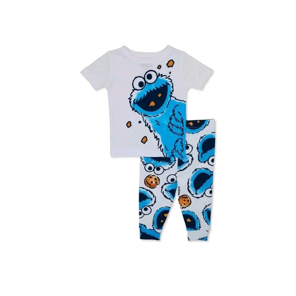 Sesame Street Cookie Monster Toddler Boy's Cotton Character Snug Fit Set 18 mths